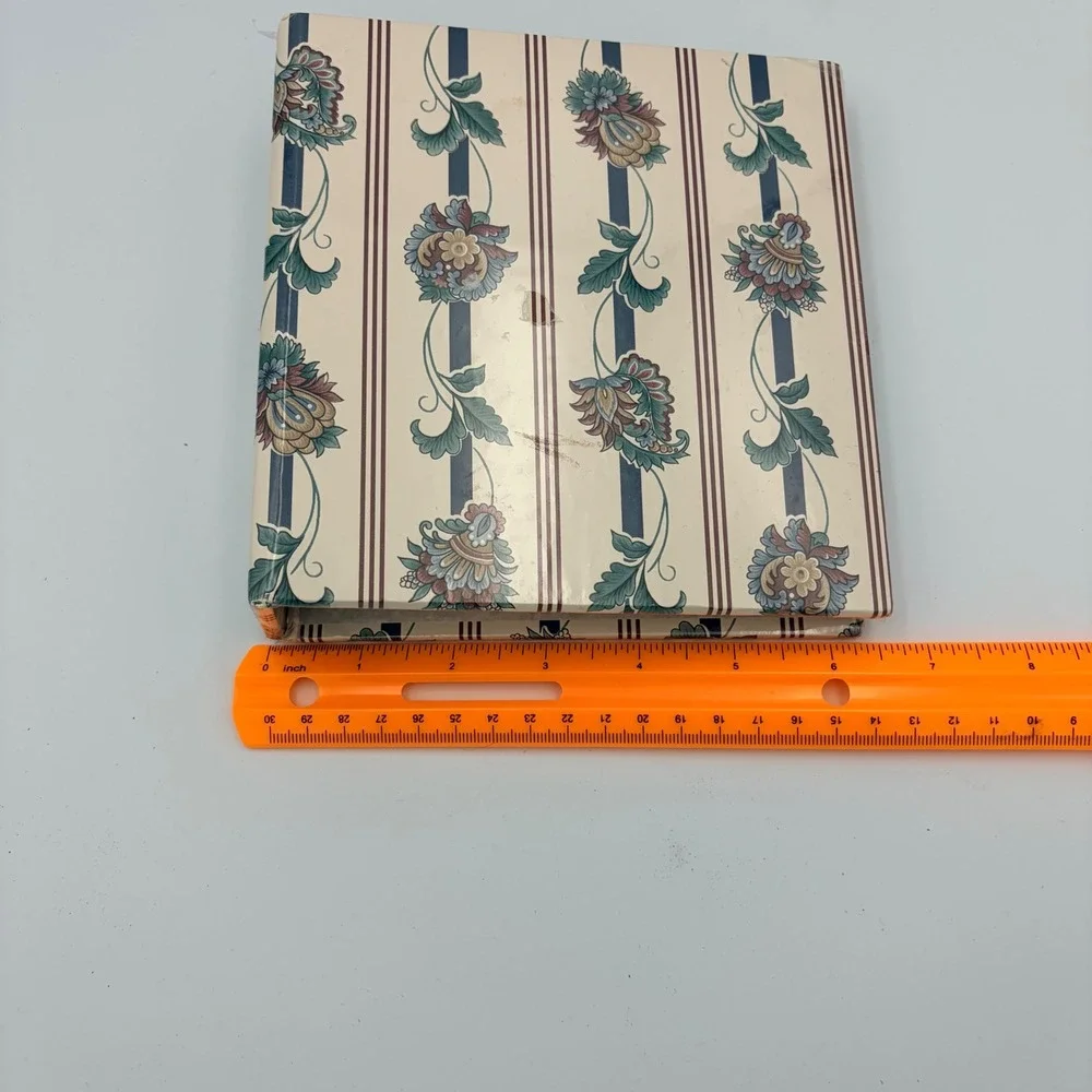BURNES Photo Album Scrapbook Binder Floral Stripes‎ Beige USA Made
